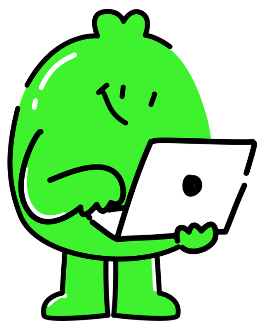 DemandZest mascot on laptop Mr Zesty enquires about MSP marketing service from DemandSpark